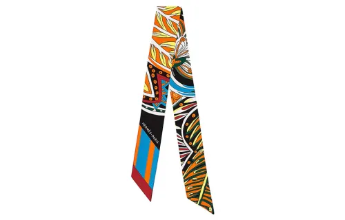 HERMES Scarves Unisex Orange/Black
