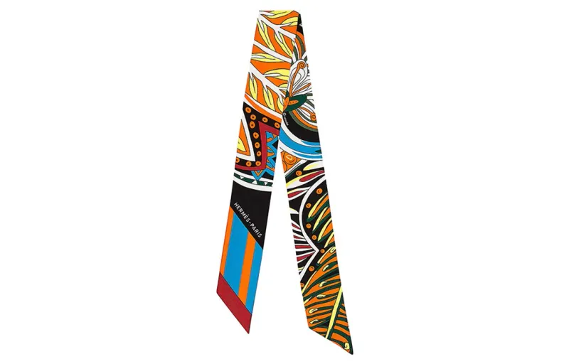 HERMES Scarves Unisex Orange/Black
