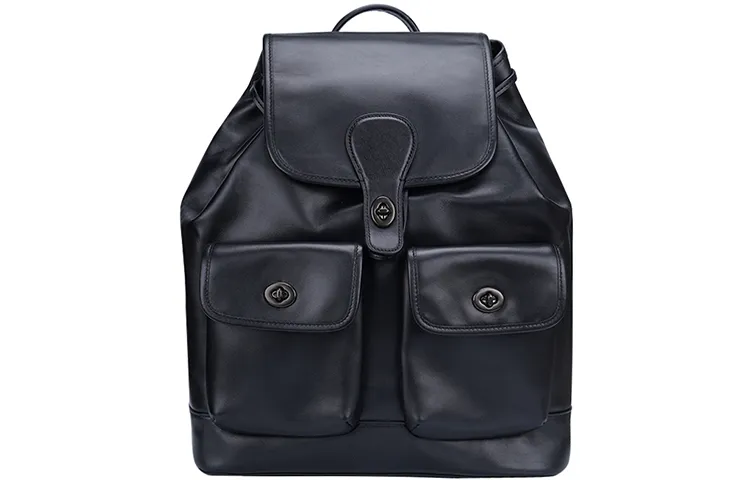 COACH Heritage Leather Backpack Large Men's Black