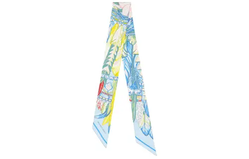 HERMES Scarves Unisex Blue Yellow