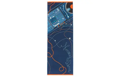 HERMES Last Night Scarves Men's Marine Blue/Orange/Blue