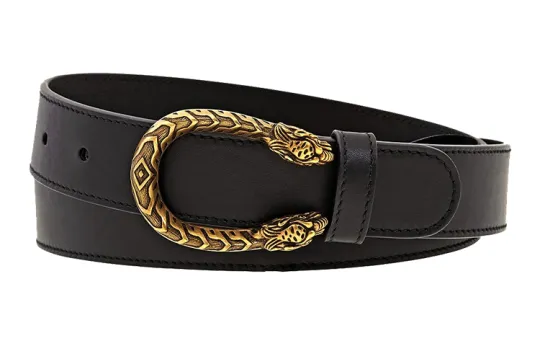 GUCCI Leather Belts Women's Black Width 3cm