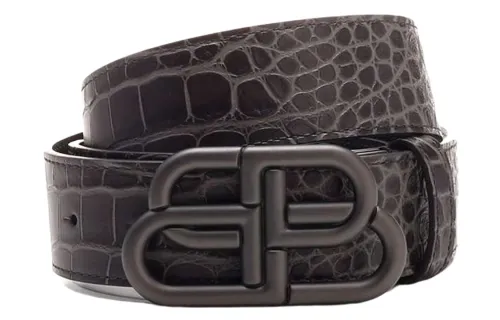 Balenciaga Croc Embossed Bb Logo Belt