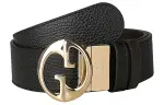 GUCCI Cow Leather Belts Unisex Black Width 4cm