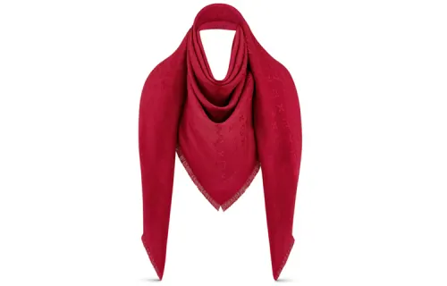 LOUIS VUITTON Monogram Silk, Wool Knit Scarves Women's Red