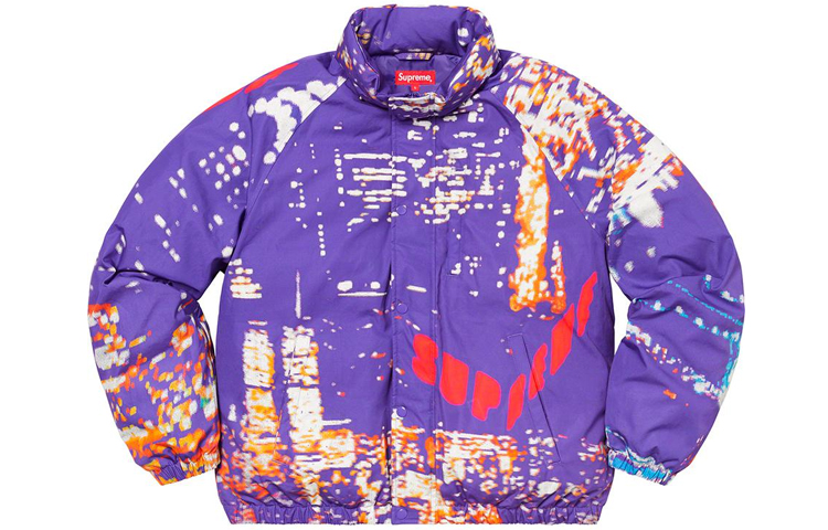 Куртка Supreme SS20 Week 2 City Lights Puffy Jacket (фиолетовая) — фото 3