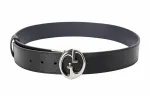 GUCCI Leather Belts Men's Black Blue Width 4cm