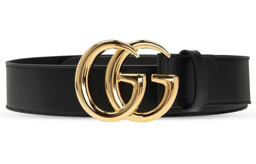 GUCCI GG Marmont Cow Leather Belts Women's Black Width 4cm