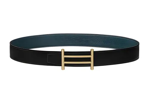 HERMES Leather Belts Women's Black/Prussian Blue