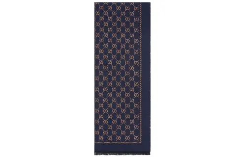 GUCCI Knit Scarves Unisex Marine Blue