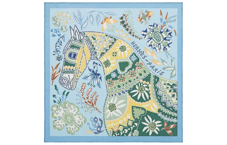 HERMES Silk Scarves Unisex Blue