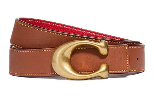 COACH Leather Belts Women's Red/Brown Width 3.2cm