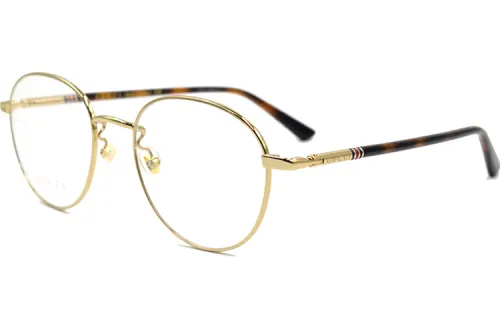 GUCCI Web Round Eyeglass Frames Unisex Gold