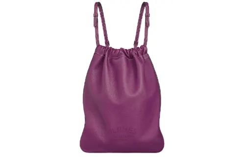 HERMES Evercolor Calfskin Backpack Women's Silver Lotus Purple