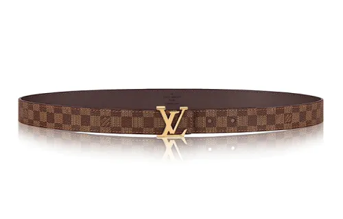 LOUIS VUITTON ESSENTIAL Cow Leather Canvas Leather Belts Women's Chestnut Width 2.5cm
