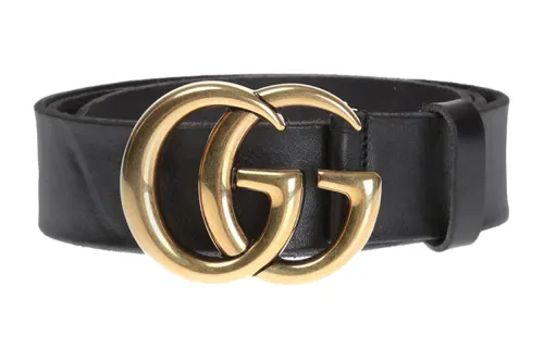 GUCCI Leather Belt With Double G Buckle 1.5 Width