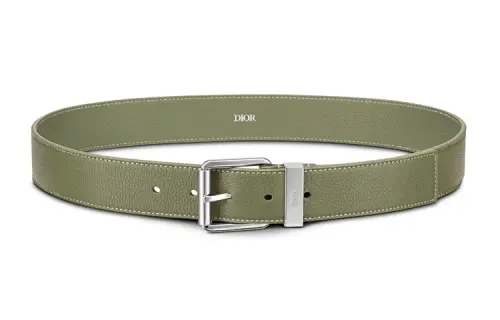 DIOR Grain Cow Leather Belts Men's Green 3.5cm