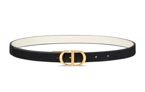 DIOR Cow Leather Belts Women's Black White 2cm