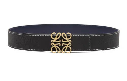 LOEWE Anagram Leather Belts Men's Black/Marine Blue