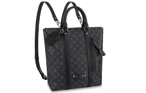 LOUIS VUITTON Coated Canvas With Leather Tote Bag, Shopping Bag, Backpack, Backpack Men's Black