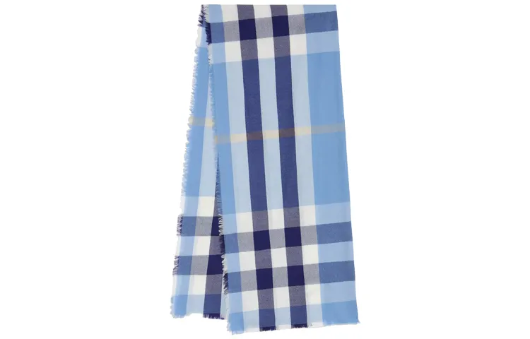 Burberry Knit Scarves Unisex British Blue Bell Grass