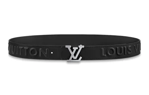 LOUIS VUITTON Aerogram Smooth Buckle Calfskin Leather Belts Men's Width 3.5cm