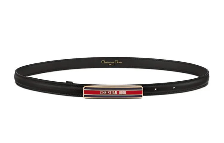 DIOR Cow Leather Belts Women's Black Width 1.5cm