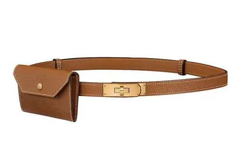 HERMES Kelly Pocket Calfskin Leather Belts Women's Width 1.8cm