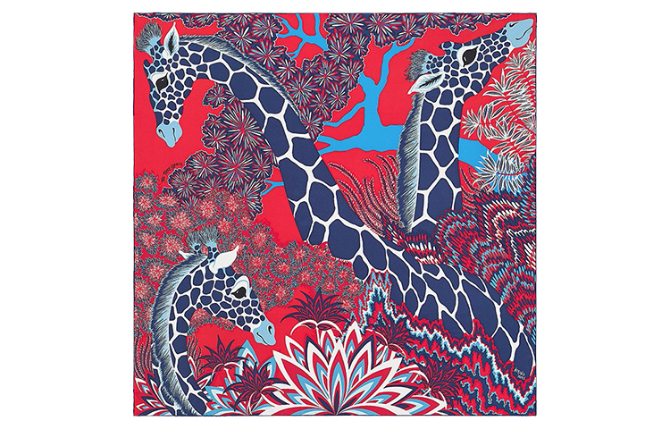 HERMES Fashionable universal silk blue scarf, print, women's style