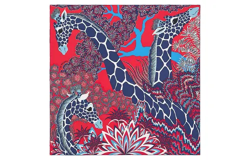 HERMES Fashionable universal silk blue scarf, print, women's style