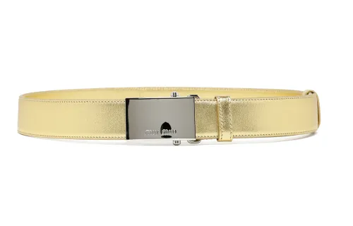 MIU MIU Leather Belts Unisex Gold Width 3.5cm