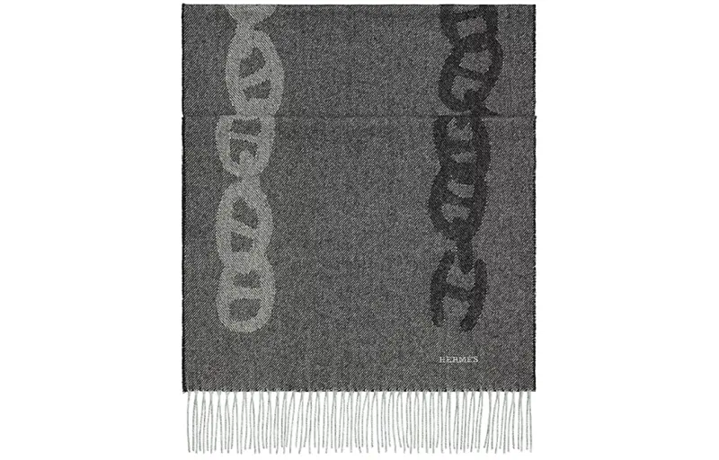HERMES Knit Scarves Men's Gray