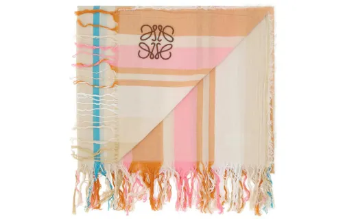 LOEWE Logo Embroidered Fringed Towel