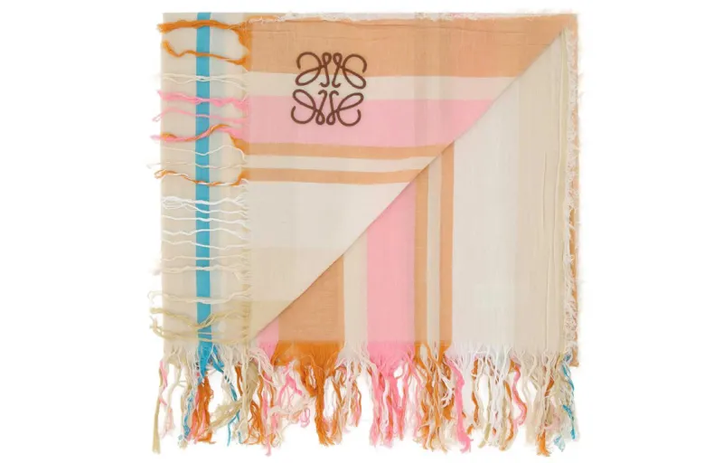 LOEWE Logo Embroidered Fringed Towel