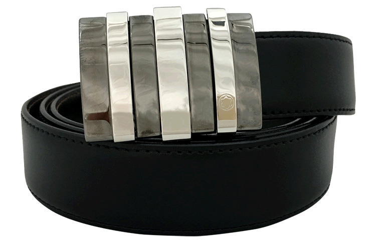 MONTBLANC Montblanc palladium-plated cowhide smooth buckle cowhide leather belt men's black width 3cm
