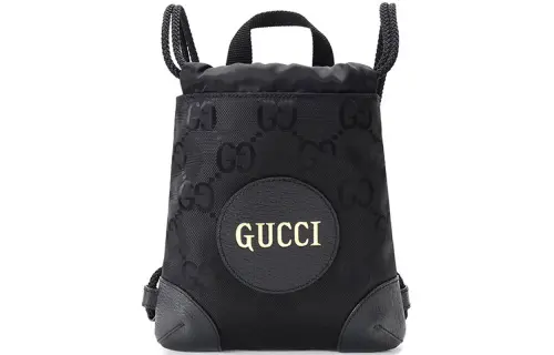GUCCI Nylon With Leather Backpack Men's Black