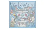 HERMES Ex Libris Atlantis Scarves Unisex Sky Blue