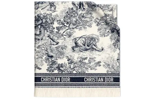 DIOR Cashmere, Wool Blend Shawls Women's Blue, Black