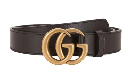 GUCCI Double G Buckle Leather Belt 1.5'W