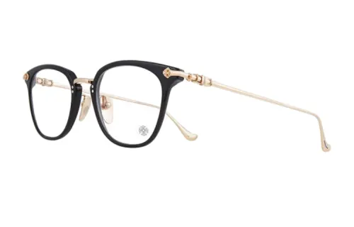 Chrome Hearts Square Eyeglass Frames Unisex Black Gold