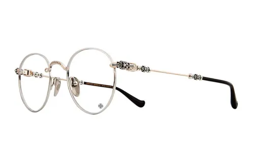 Chrome Hearts Round Eyeglass Frames Unisex Bright Silver