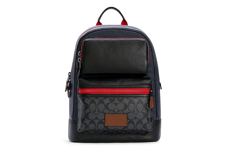 COACH Rider Coated Canvas With Calfskin Backpacks Large Men's Dark Blue