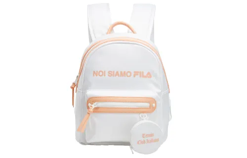 FILA FUSION Zip Closure PU, Textile Mixture Backpack Regular Women's Standard White