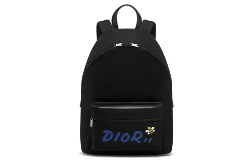DIOR X Kaws Rider Backpack Blue Logo Nylon Black