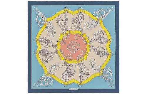 HERMES Silk Scarves Unisex Sky Blue