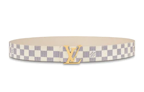 LOUIS VUITTON Cow Leather Canvas Belts Women's Beige Width 4cm