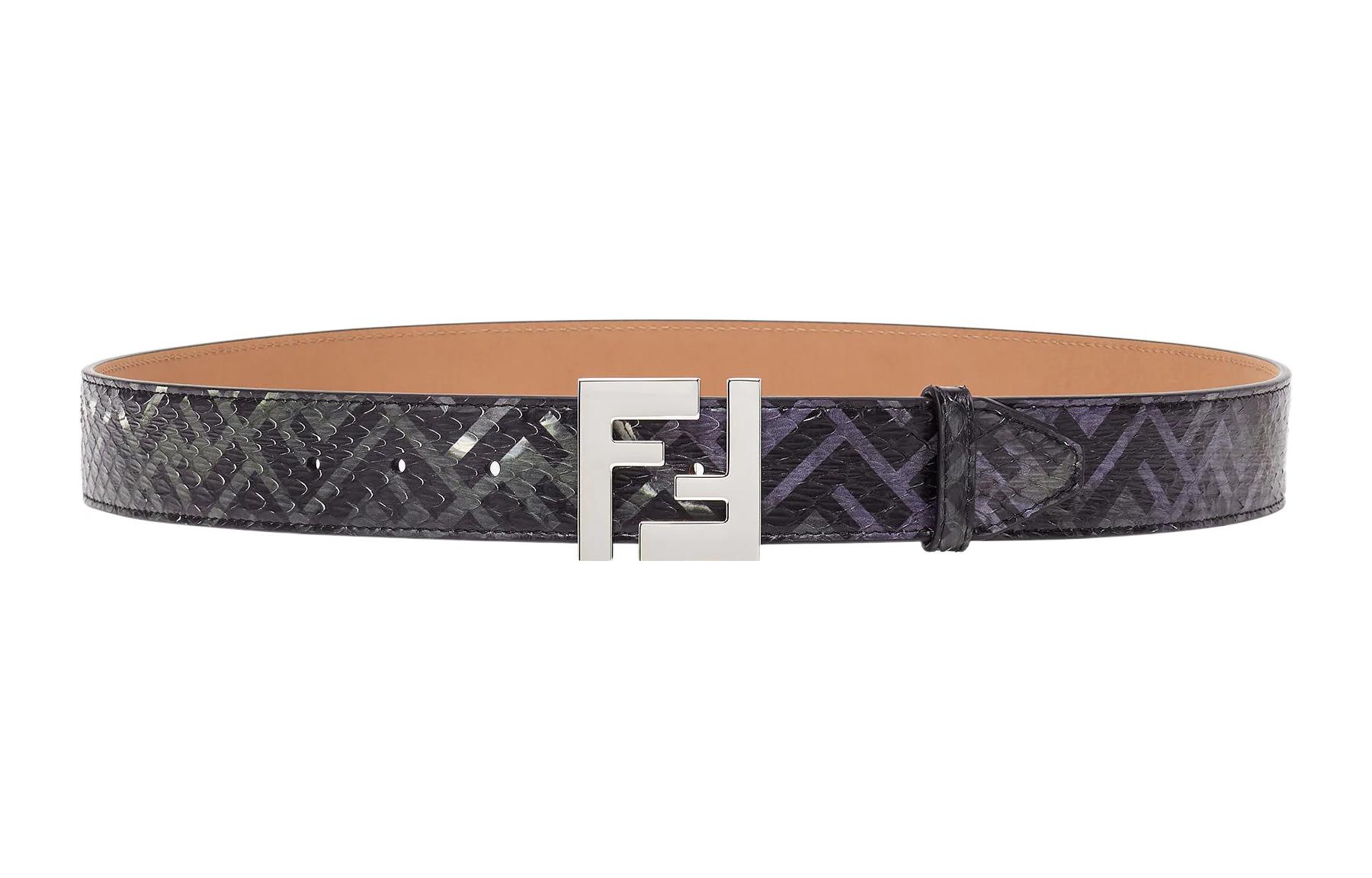Мужской ремень Fendi Python Design Leather Belt (черный)