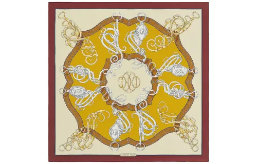 HERMES Scarves Unisex Yellow