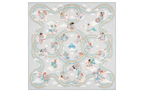 HERMES Silk Scarves Women's Gray