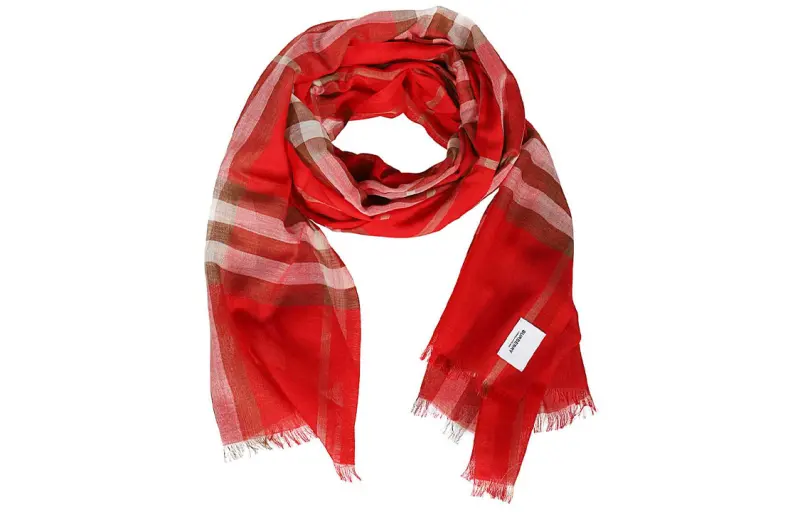 Burberry Silk Scarves Unisex Red